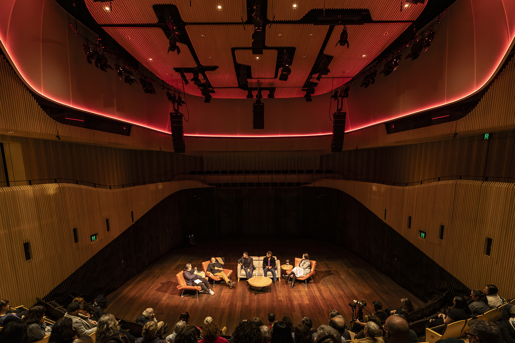 The Ian Potter Recital Hall Photo: Jillian Mundy. A panel discussion takes place on stage.